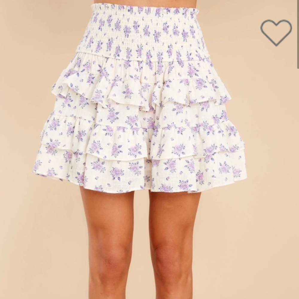 Floral Ruffle Skirt - Purple and White NWOT
